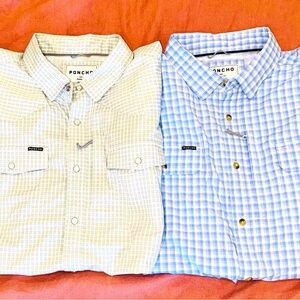 Men’s Poncho XXL long sleeve button down and pearl snap shirts.